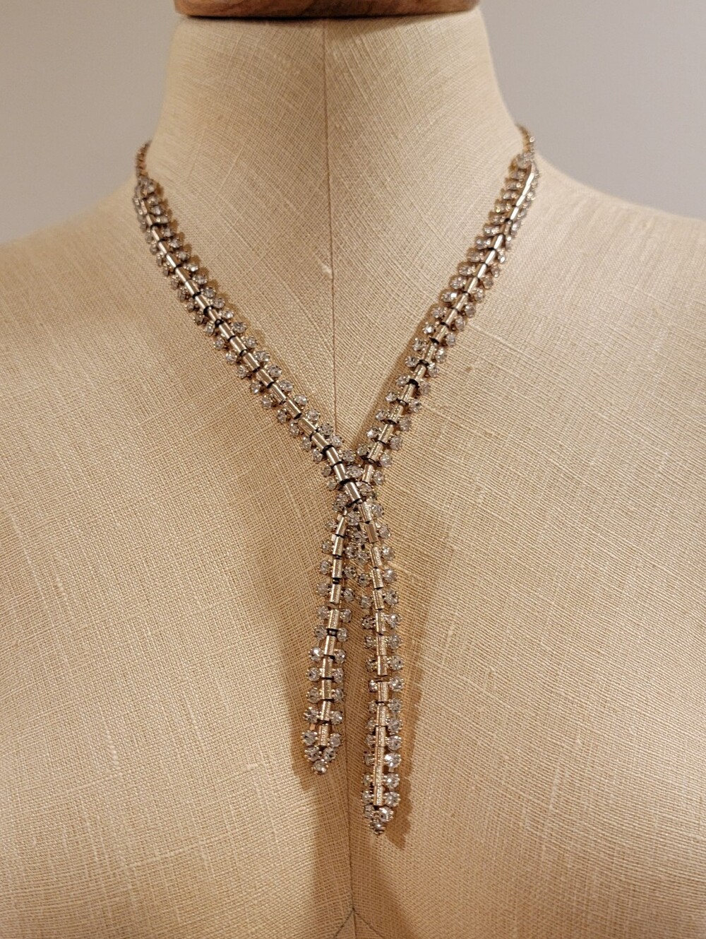 Anthroplogie Gold-silver Tone Crystal Lariat Necklace